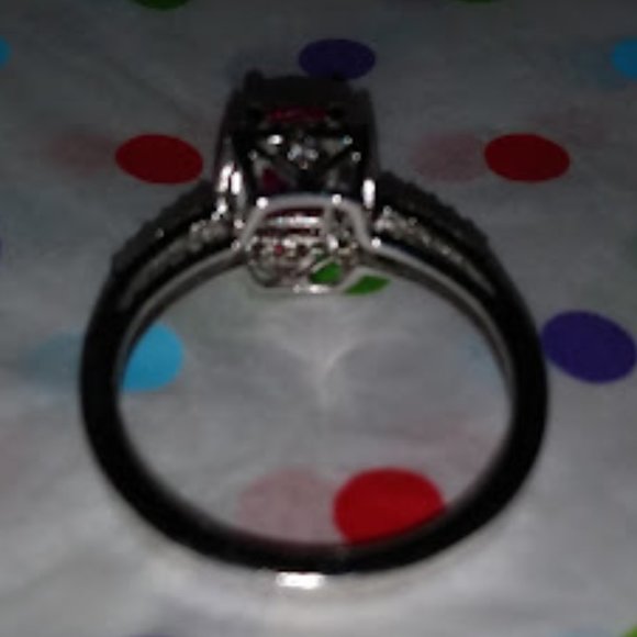 DESIGNER FUCHSIA/CLEAR HALO CZ .925 STERLING SILVER RING SZ 7 - Picture 5 of 5